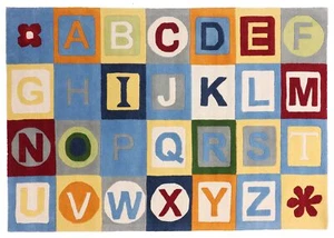 Teppich aus Wolle Kinder Buchstaben 170x240 Mehrfarbig Handarbeit Handtuft - Bild 1 von 7