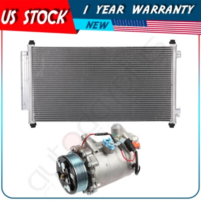 A/C Condenser and A/C Compressor set Fits 2007 2008 2009 2010 2011 Honda CR-V - Image 1 of 4