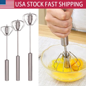 Easy Whisk Semi Automatic Stainless Whisks Hand Push Egg Beater Milk Whip Mixer - Picture 1 of 15