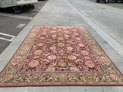 Alfombra vintage Nourison enganchada a mano 100 % lana Borgoña 9' 6 1/2" por 13' 4" Foto 1 de 4