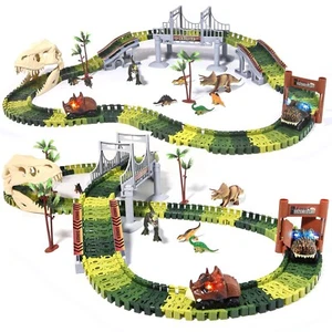 Autorennbahn 289 Stück Rennstrecke Dinosaurier Spielzeuge Flexible Zugbahnen - Bild 1 von 8