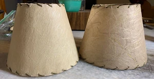 Antique Vintage Clip on / over Light Bulb Wire Lamp Shade Small Fiberglass Camp - Picture 1 of 24
