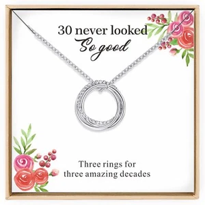 Annamate 30th Birthday Gifts for Women 925 Sterling Silver Infinity 3 Circle ... - Picture 1 of 6