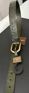 NWT Patricia Nash Women's Vietri Olive Green Floral 100% Leather Belt, Sz Small - Picture 1 of 19