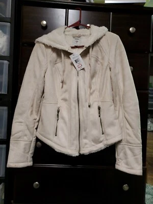 GUESS искусственной замши BOMBER куртка средний кремовый мех с подкладкой дефектный новый - Изображение 1 из 4