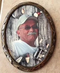 3,5 Zoll x 2,75 Zoll Porzellan Foto Bild mit Bronze Rahmen Außen Friedhof - Bild 1 von 1