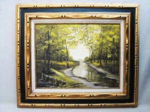 Moody Vintage Landscape Painting, Original Woodland Scene, Framed Mid-Century - Picture 1 of 3