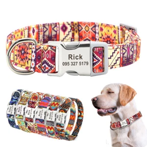 Printed Personalized Dog Collar with Name Engraved for Small Medium Large Dogs - Picture 1 of 18