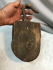 Antique Single Wood Rope Pulley rigg Nautical Sailing Boat Beach Rustic Decor 
