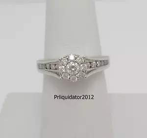 3/4CT Natural Diamond Halo Engagement Wedding Bridal Ring Band 14K White Gold - Picture 1 of 14