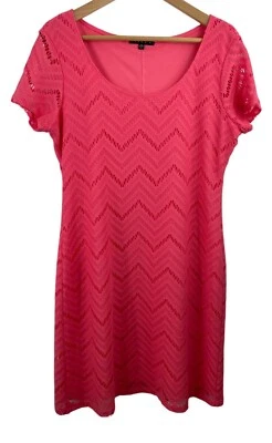 Tiana B Womens Size Large Coral Short Sleeve Knee Length Lined Shift Dress - Image 1 of 4
