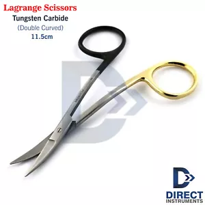 New Lagrange Scissors TC Double Curved 11.5cm Surgical Micro Tissue Gum Shears - Picture 1 of 4
