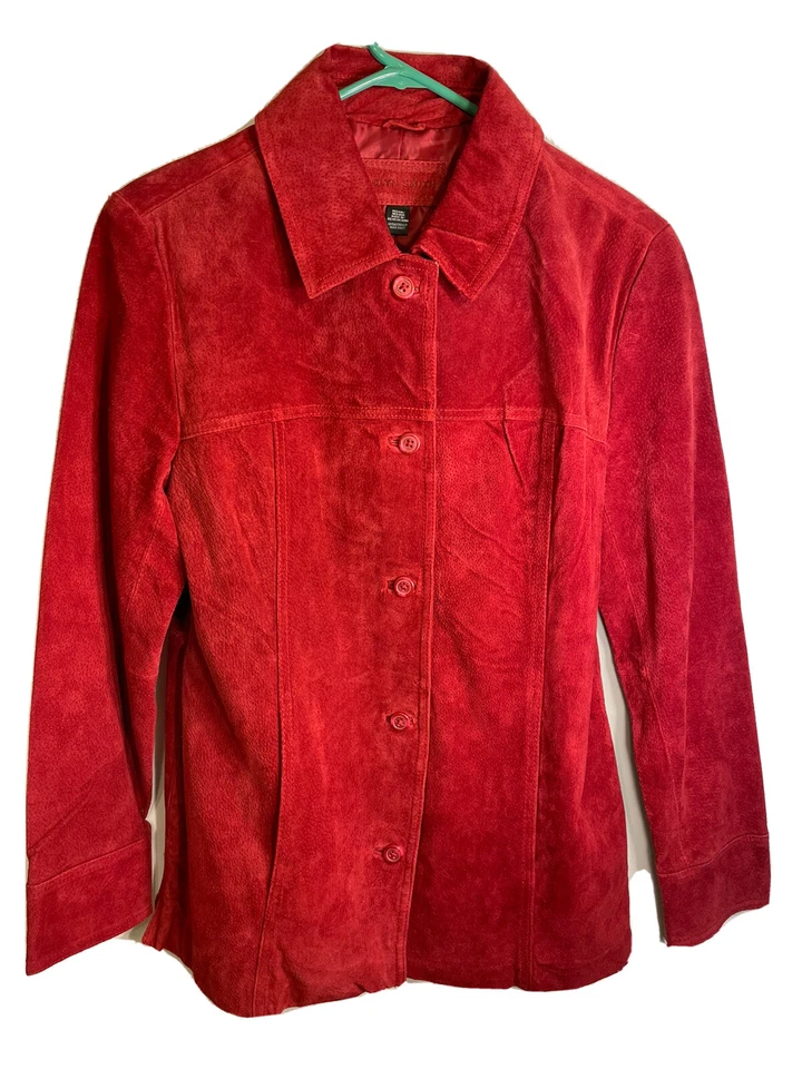 Chaqueta De Colección JACLYN SMITH Gamuza Genuina Cuero Rojo M Nueva Con Etiquetas Foto 1 de 4