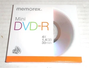 Memorex Mini DVD-R 4x 1.4GB 30min Recordable DVD-R NEW - Picture 1 of 2