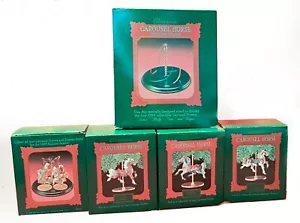 1989 Hallmark Keepsake Ornament COMPLETE SET Carousel Horses + Display Stand EUC - Picture 1 of 6