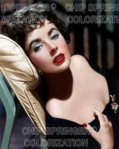ELIZABETH TAYLOR ON LOUNGER 8X10 BEAUTIFUL COLOR PHOTO BY CHIP SPRINGER - Picture 1 of 1