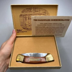 Vintage Folding Pocket Knife Boker USA 1560 Unique Gold Wood Solingen With Box - Picture 1 of 8
