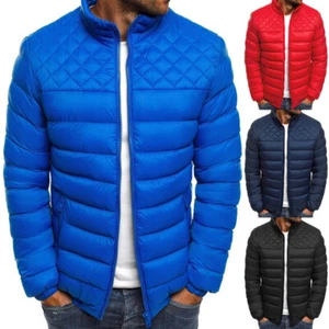 Men Hoodie Jacket Puffer Bubble Down Outwear Quilted Zip Padded Coat Winter Warm - Picture 1 of 12