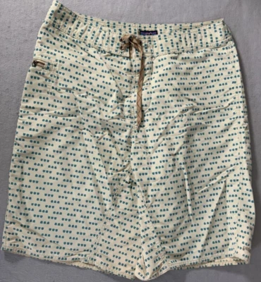 Patagonia Swim Trunks Mens 34 Beige Green Pattern Boardshort Drawstring - Image 1 of 4