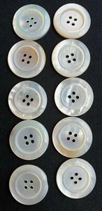 Shell Buttons Set of 10 White / Apricot Pearl Shell Vintage 23mm (9976) - Picture 1 of 8