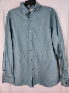 Perry Ellis Mens Teal Green Button Down Cotton Dress Shirt French Cuffs Size XL - Picture 1 of 7