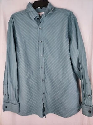 Perry Ellis Mens Teal Green Button Down Cotton Dress Shirt French Cuffs Size XL - Image 1 of 4