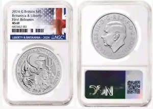 2024 G.BRITIAN S2£ BRITANNIA & LIBERTY NGC MS69 FIRST RELEASES - Picture 1 of 2