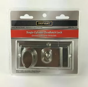 Defiant Single Cylinder Deadbolt Deadlock Nickel Entrance Door Lock (2) Keys - Picture 1 of 6