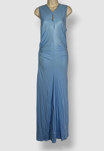 Maxi abito donna blu drappeggiato senza maniche Bottega Veneta taglia 42