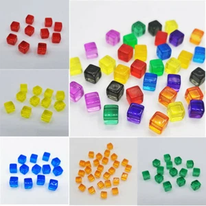 100PCS Transparent Dice Square Acrylic Cube Block Corner Portable Table Game Acc - Picture 1 of 25