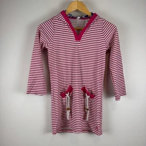 Cabana Life Striped Pink and White Hooded Swimsuit Material Coverup ~ 10 - Picture 1 of 8