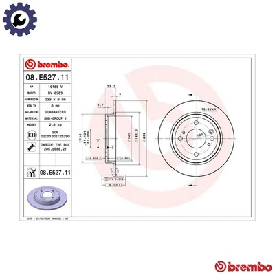 2x BRAKE DISC 09.E528.11 FOR INFINITI M 274 2.0L 651.930 2.1L 4cyl Q60 3.7L 6cyl - Image 1 of 4