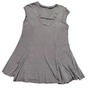 Vigorella Tunic Women’s Size Medium Black Stripe Long Line Short Sleeve top - Imagen 1 de 9