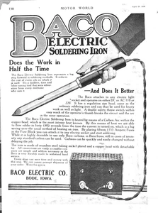 1920 Ad Baco Electric Co Bode IA Electri Soldering Iron AC Or DC Carbon Arc - Picture 1 of 1