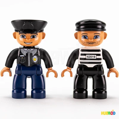 Original LEGO Duplo Figura Oficial de Policía y Ladrón Cárcel Prisionero Minifigura Foto 1 de 2