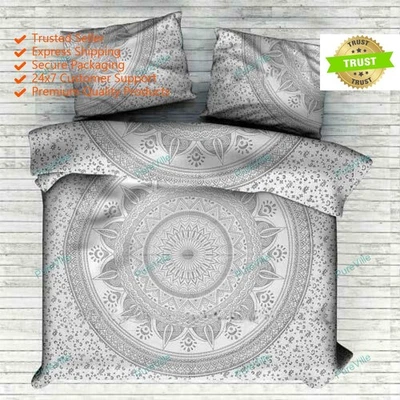 Conjunto de capa de edredom floral indiana mandala roupa de cama étnica boho cobertor capa Doona - Imagem 1 de 4