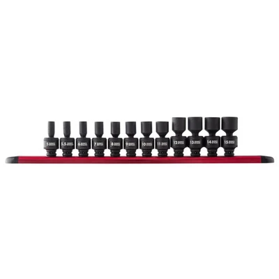 1814, 1/4 Inch Drive Universal Impact Socket Set, 12-Piece, Metric, 5mm - 15m... - Image 1 of 4