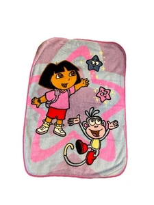 Vintage Dora the Explorer Fleece Blanket 30x43 Toddler Kids Nap Throw Character - Picture 1 of 7