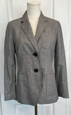 TALBOTS 2 Button Blazer 2P Wool Linen Workwear Corpcore Minimalist GraceFit Gray - Image 1 of 4