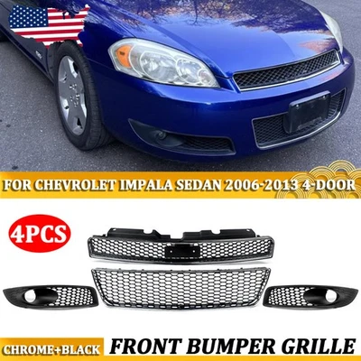 For 2006-2013 Chevrolet Impala Front Upper & Lower Grille + Fog Light Grille Set Foto 1 de 4