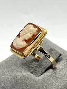 14kt Goldring Kamee rechteckig Karneol Made in Italy Torre del Greco - Bild 1 von 7