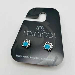 Orecchini Minicci Granchio Stud Smalto Blu Tono Argento Carini Mare Spiaggia Nuovi - Foto 1 di 2