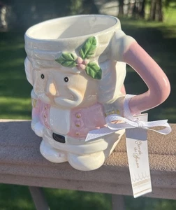 Taza de Navidad Taza Cascanueces de Cerámica con Diseño de Vacaciones Rosa y Blanco Nueva con Etiquetas - Imagen 1 de 5