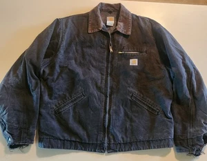 Manta Carhartt J01 Negra Forrada Detroit Para Hombre Talla 52 Alta Desgastada Desteñida - Imagen 1 de 20