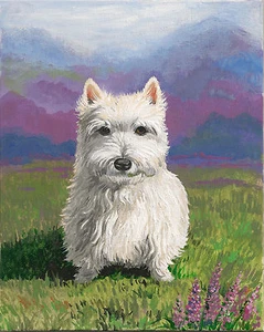 IMPRESIÓN DE PINTURA RYTA ARTE POPULAR WEST HIGHLAND TERRIER WESTIE RETRATO REGALO DE NAVIDAD - Imagen 1 de 1