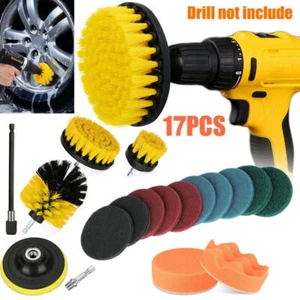 17Pcs Car Wheel Tire Rim Scrub Cleaning Brush Drill Kit Wash Power wash Cleaner - Picture 1 of 9