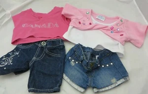 Build a Bear BABW girls lot 2 tops T shirts and jean shorts - Picture 1 of 5