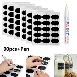 Home Chalkboard Spice Blackboard Label Bottle Tags Labels Stickers Marker Pen - Picture 1 of 12