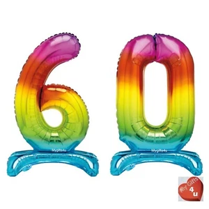 60th Birthday Foil Balloons Large 30" Free Standing Balloon Gold Red Pink Blue - Picture 1 of 9