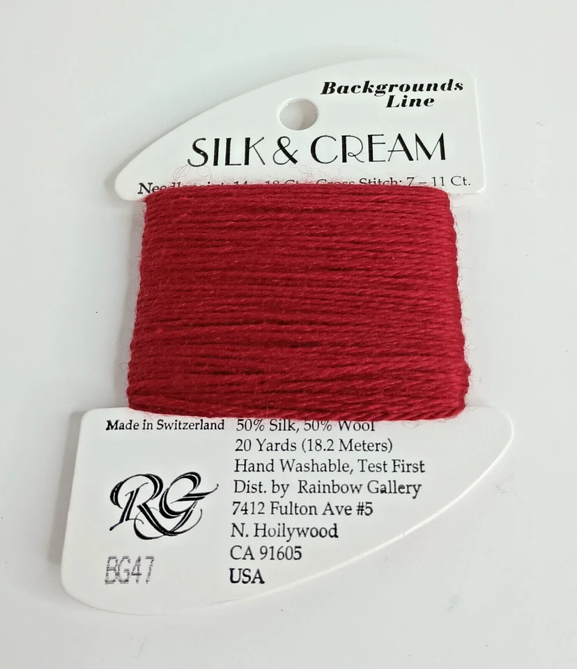 Rainbow Gallery Silk & Cream Thread Dark Red Needlepoint Cross Stitch BG47 20Yds - Image 1 of 1